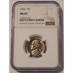 1962 Jefferson Nickel MS65 NGC Light Patina